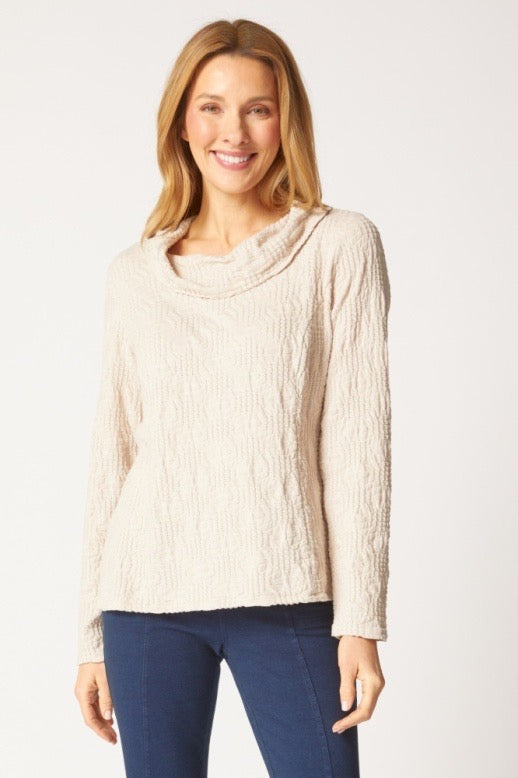 Top--"Sunburst", Long Sleeve, Cowl, "Dove" (Habitat)