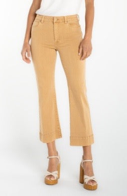 Jeans--"Hannah", Crop-Flare, Wide Hem, Straw (Liverpool LA)