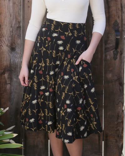 Skirt--"Winsome", Cotton Jersey Knit, "Grow" print (Effie's Heart)