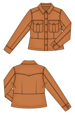Jacket--"Trucker". Peplum waist, Cotton-Blend, Desert Camel OR Ginger Spice (Liverpool LA)