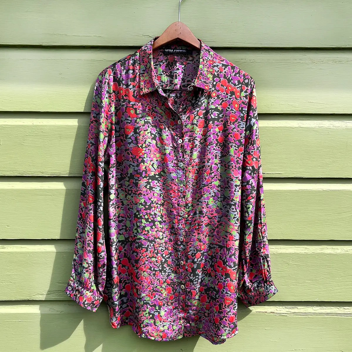 Blouse--"Katie", Long Sleeved, Rayon, "Fields Red" (Little Journeys Chicago)