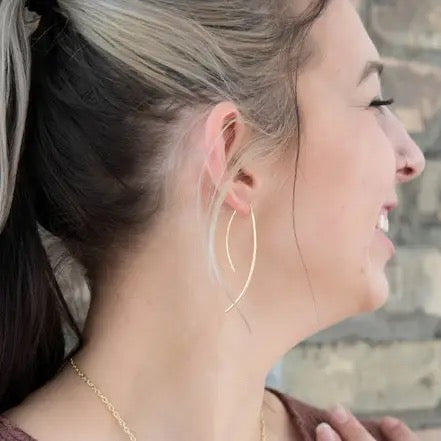 Earrings--"Elegant Curve", Brass OR Silver (Fair Anita)