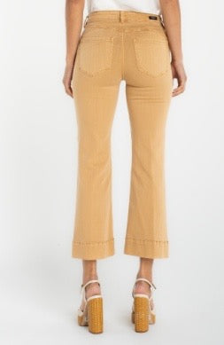 Jeans--"Hannah", Crop-Flare, Wide Hem, Straw (Liverpool LA)