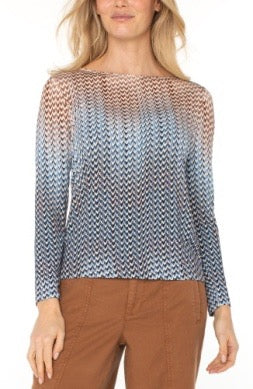 Top--Long Sleeved, Viscose, Gradient Blue to Brown (Liverpool LA)