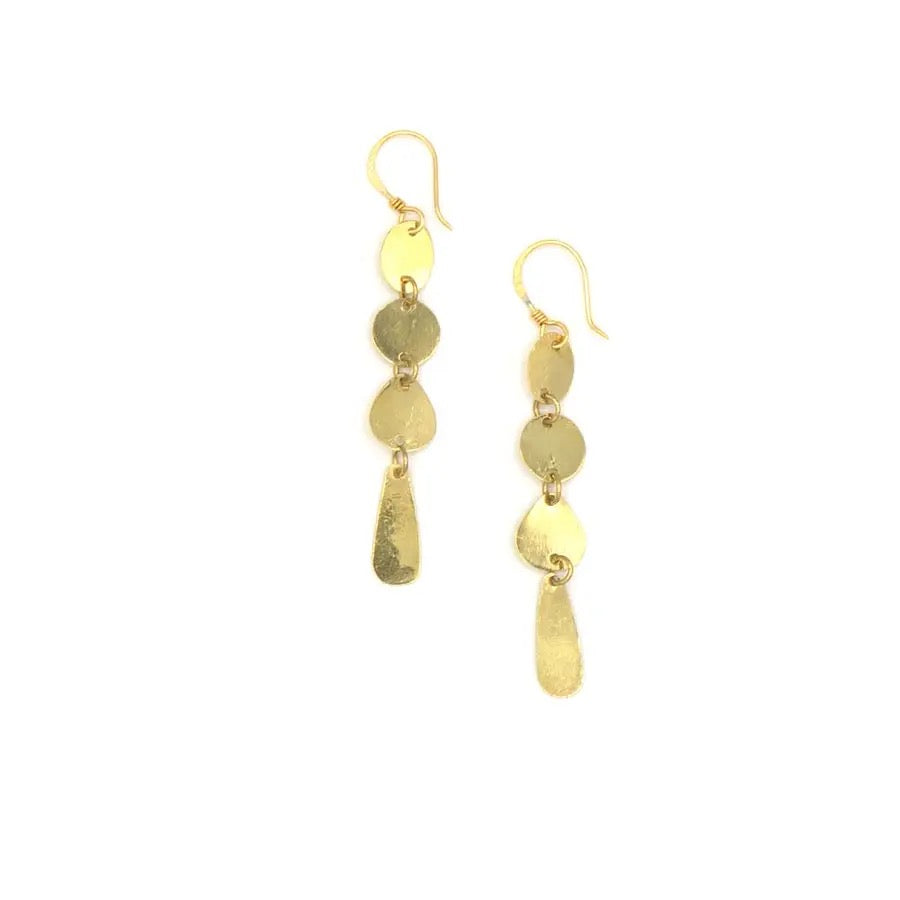 Earrings--"Stacked Pebbles", Brass OR Silver (Fair Anita)