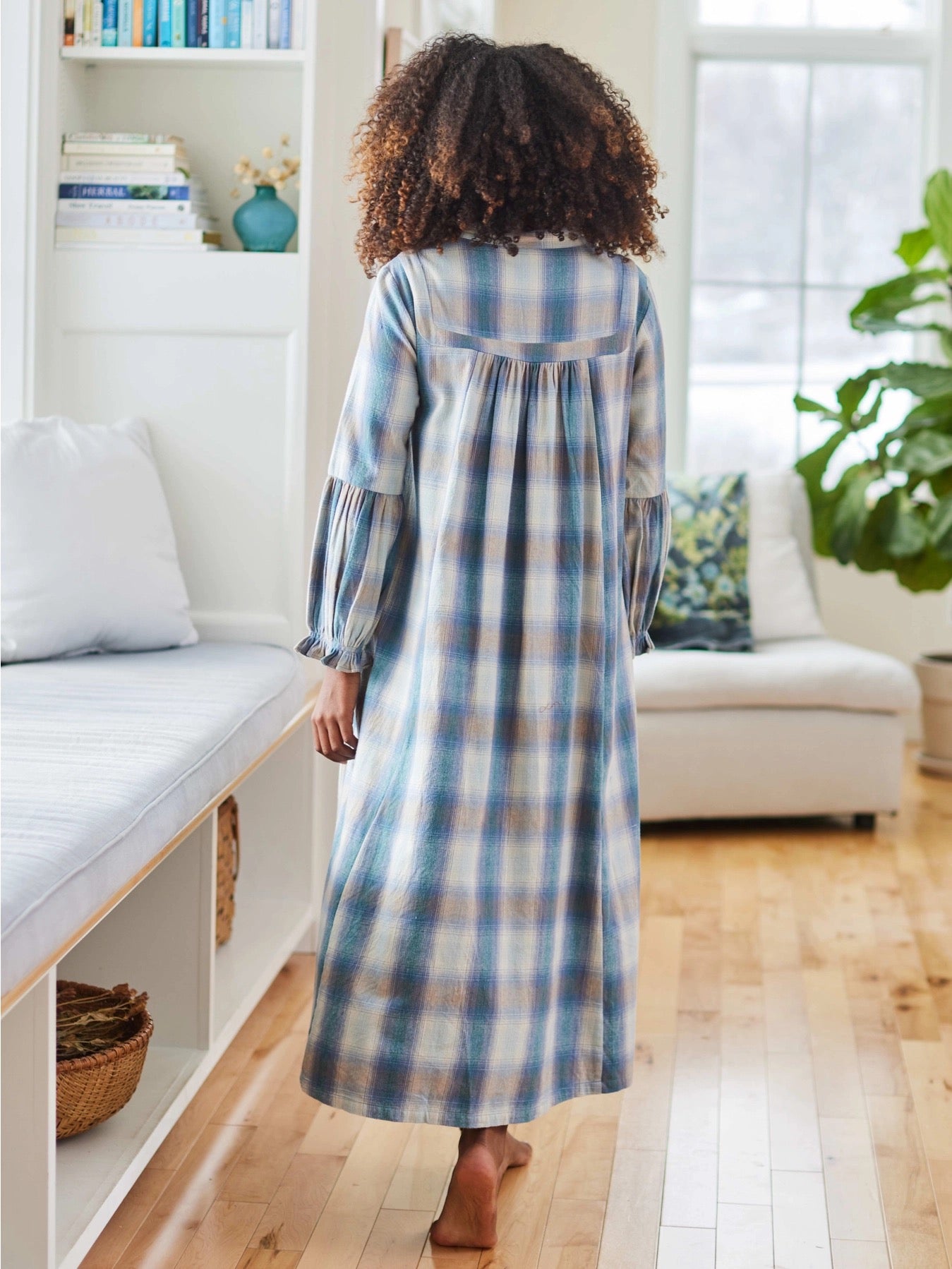 Night gown--Flannel, Blue Plaid OR Plum Check (April Cornell)