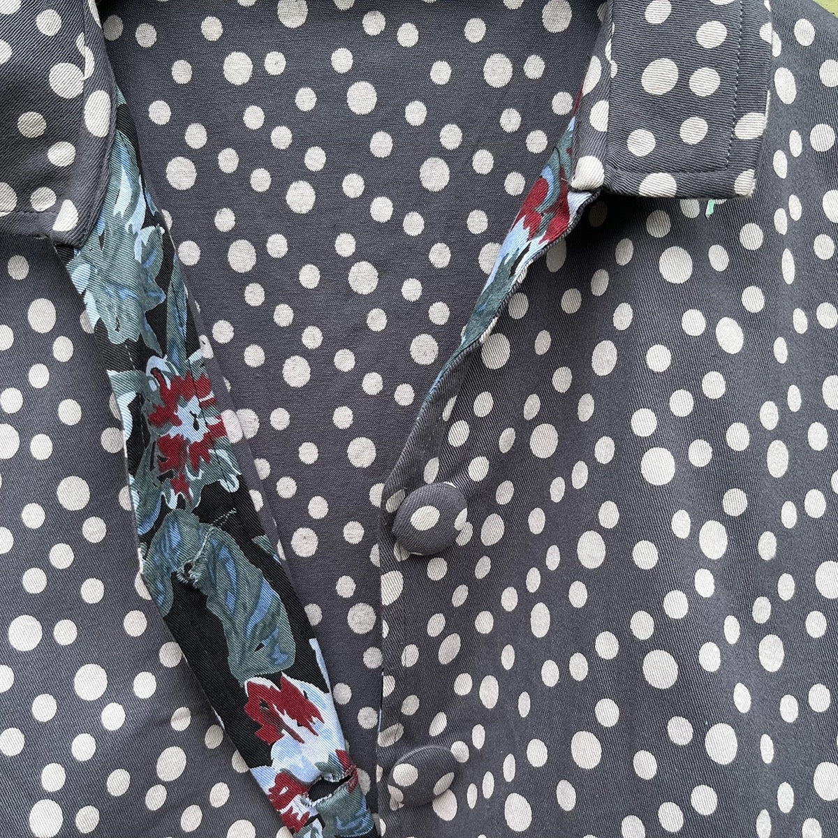 Jacket--"Sydney", Long-Sleeved, Twill, Slate Blue w/l Dots (Little Journeys)