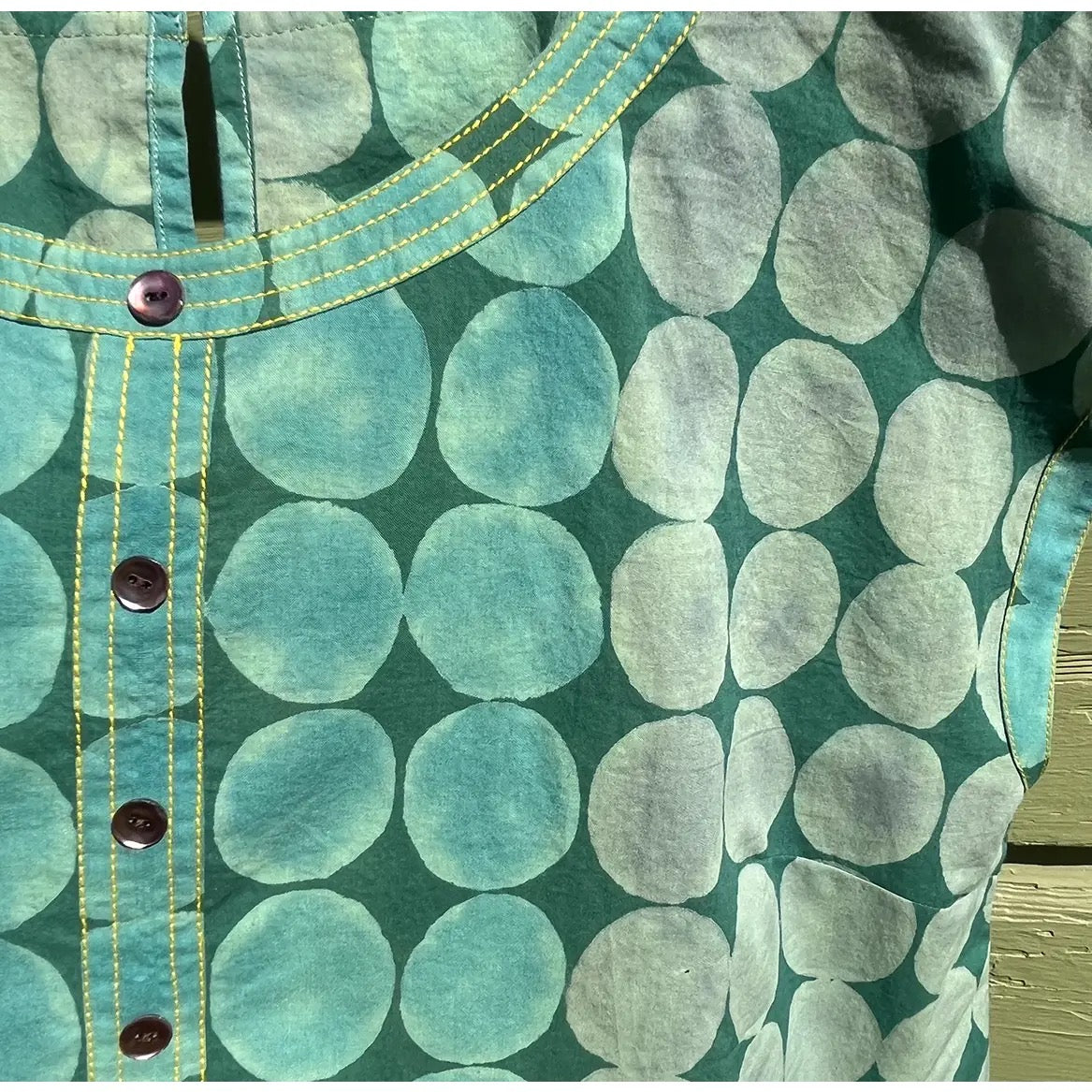 Top--"Paulina", Sleeveless, Circles--Teal (Little Journeys Chicago)