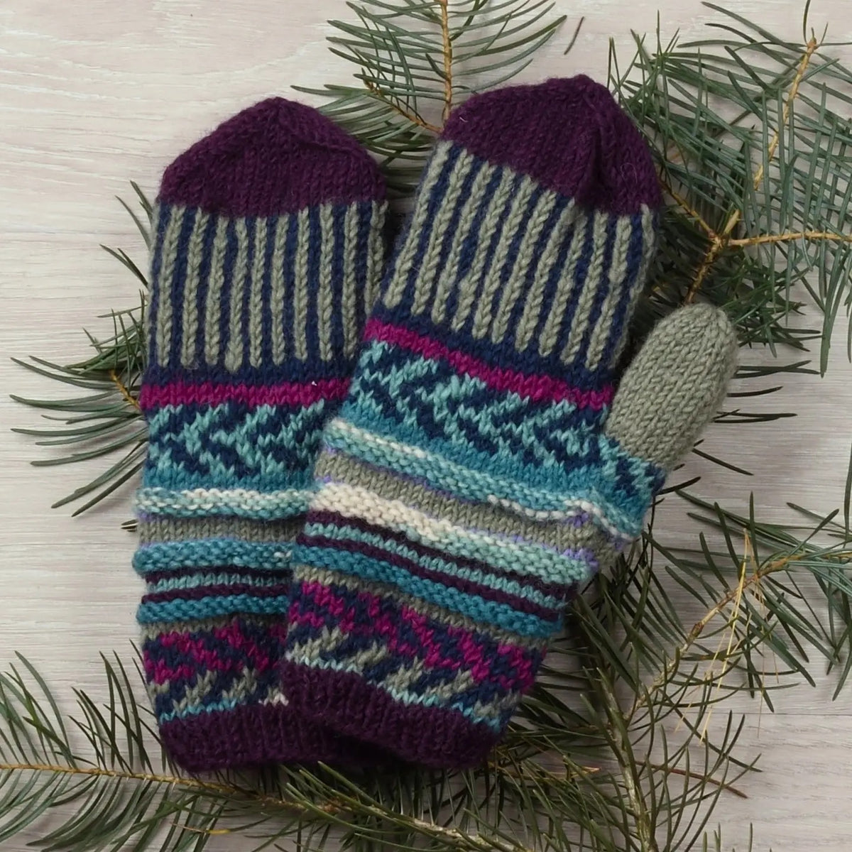 Mittens--"Nina"--Fair Isle, Embroidered, 4 Colors (Lost Horizons Knitwear)