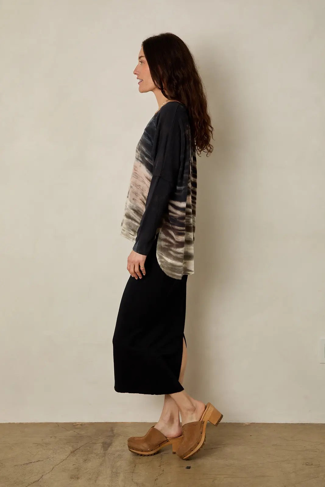 Top--"Telluride", Tie-Dye, Buckwheat/Black/Blue (River + Sky)