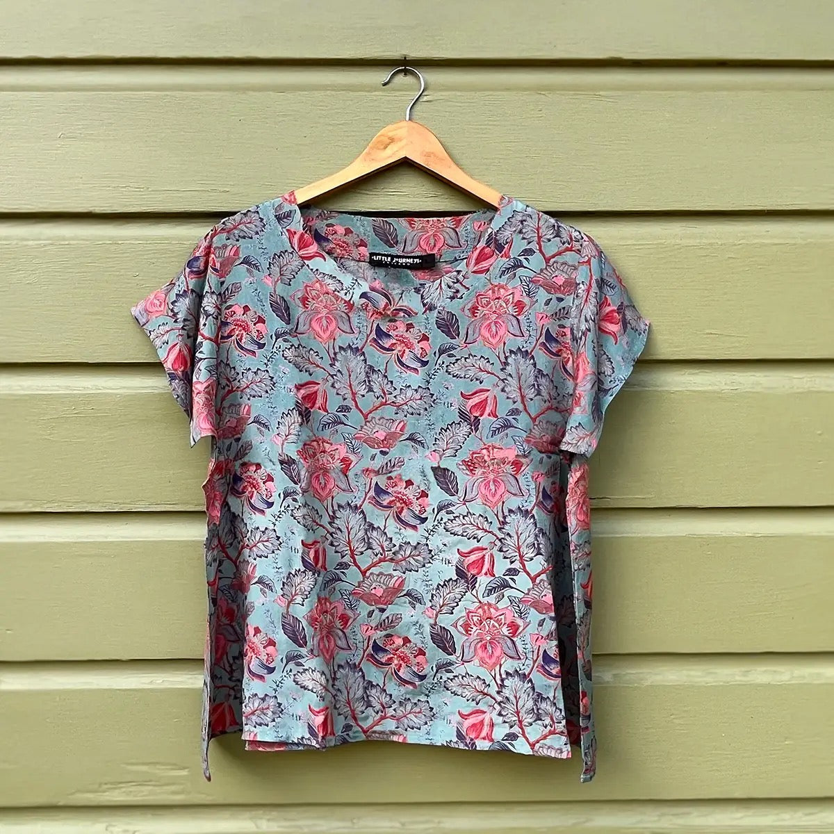 Blouse--"Margie", Short Sleeves, Taj Blue (Little Journeys Chicago)