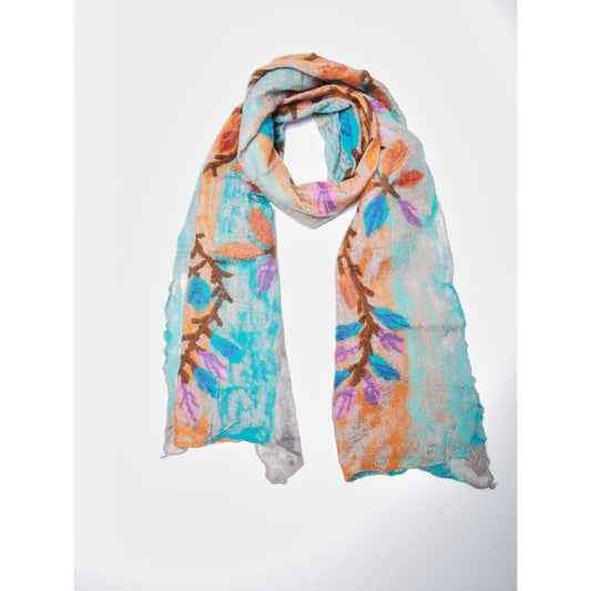Scarf--"Spring Blossoms", Felted Wool & Silk (Windhorse Trading)