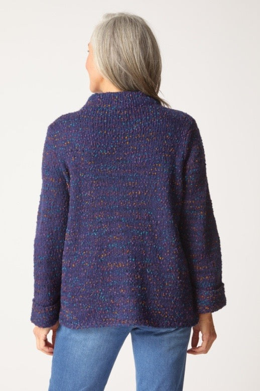 Sweater--"Confetti", Funnel Neck, Navy OR Juniper (Habitat)