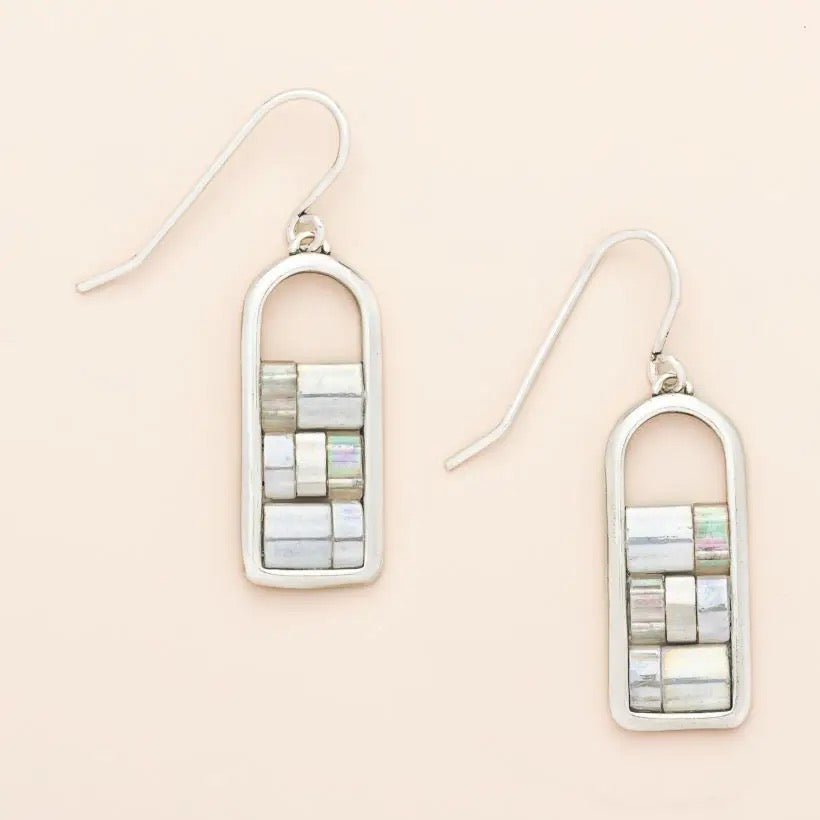 Earring--Frame w/Glass Beads, Frost/Silver (Scout Curated Wears)