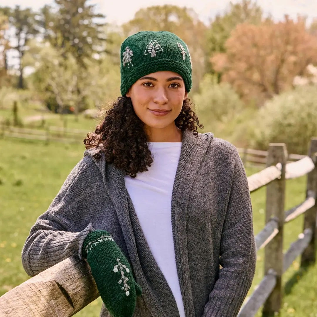 Mittens--"Winter Trees", Wool--Evergreen (By Many Hands)