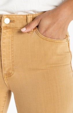 Jeans--"Hannah", Crop-Flare, Wide Hem, Straw (Liverpool LA)