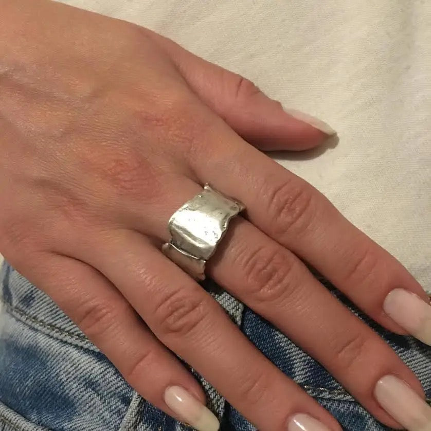 Ring--"Rustic River", Brass/Silver-Plated Brass OR Gold-Plated Brass (Volare)