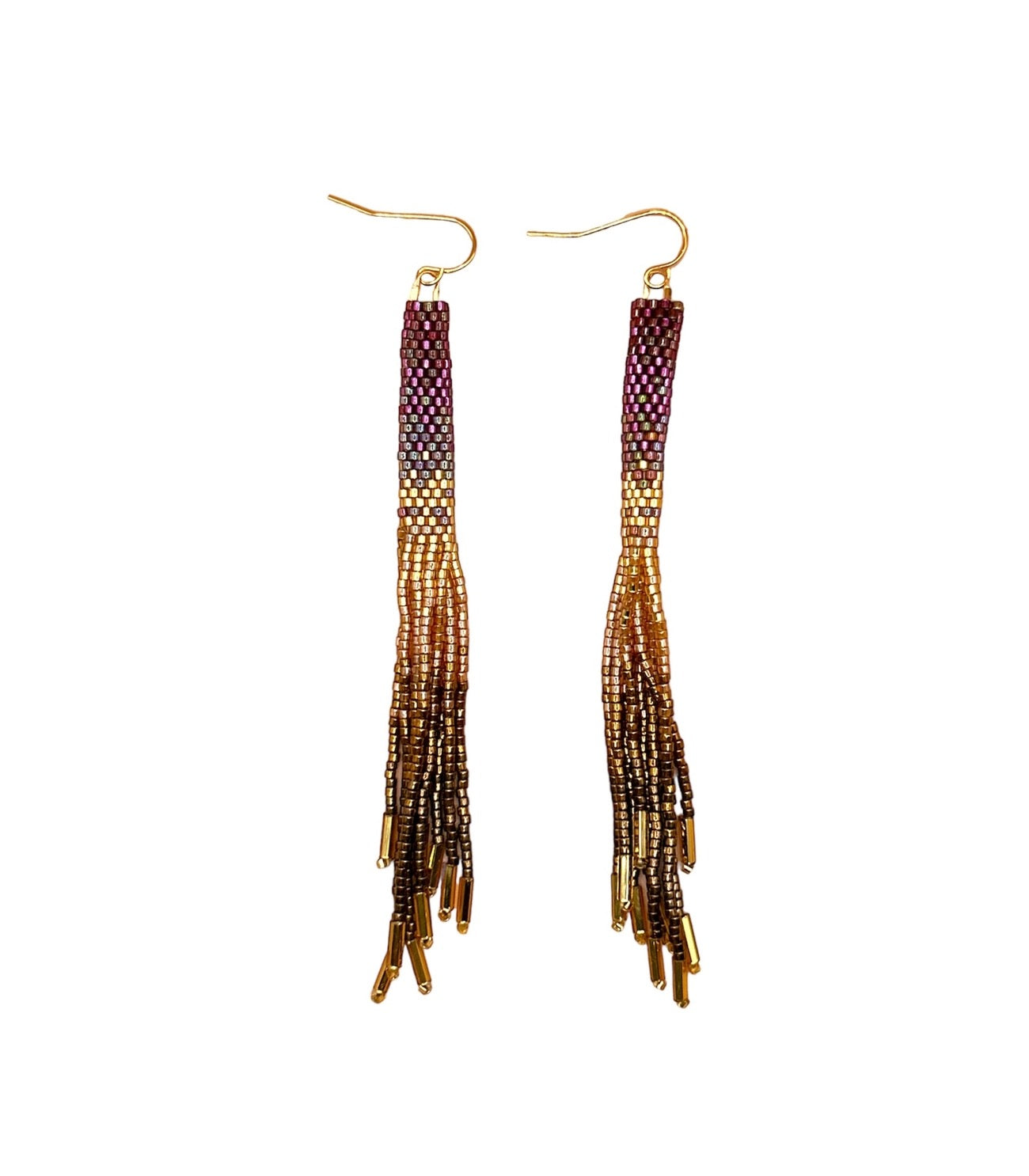 Earrings--Ombre Tassels, Beaded, 5 Colors (Mayana)