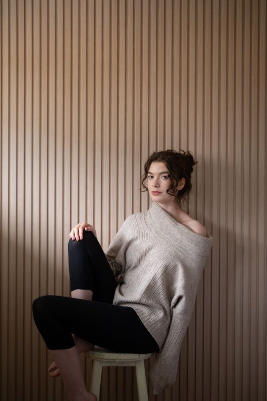 Sweater--"Coco", Cowl, Ribbed, 4 Colors (Echo Verde)