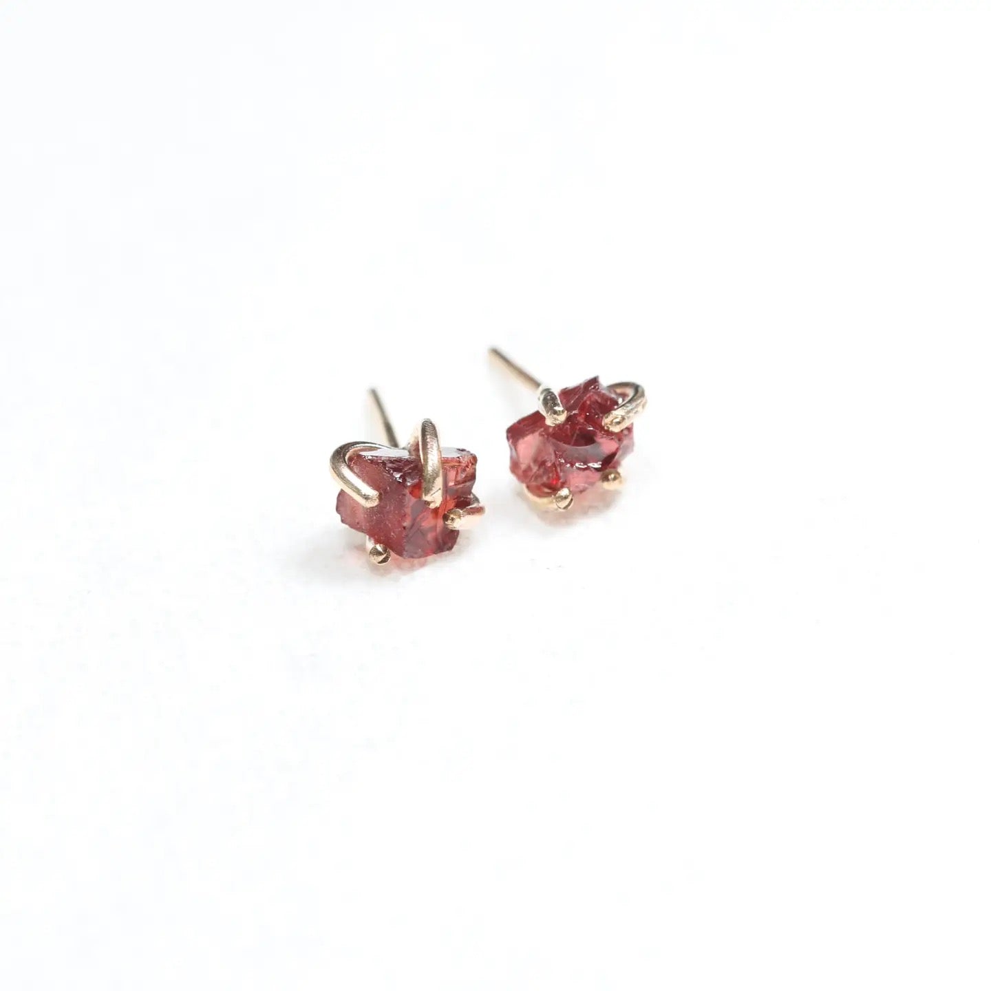 Earrings--Stud, Raw Stone, Silver OR Gold, 3 Stones (Esme)