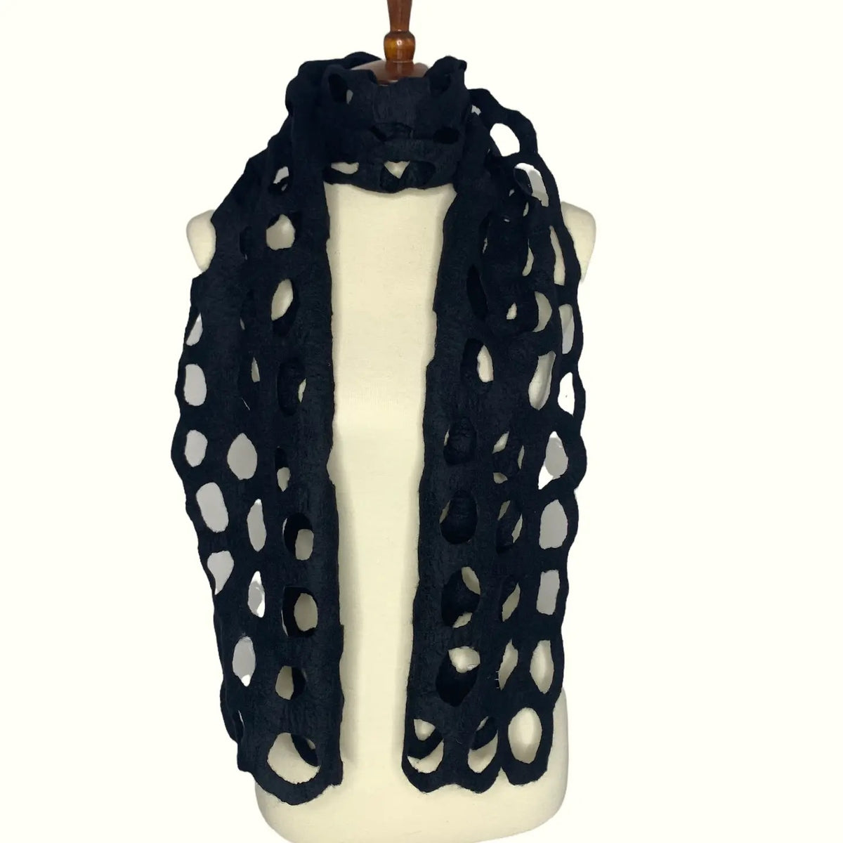 Scarf--"Rings", Wool, BLACK (Pomegranate Moon)