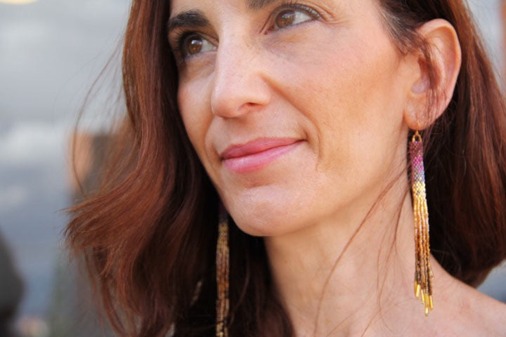 Earrings--Ombre Tassels, Beaded, 5 Colors (Mayana)