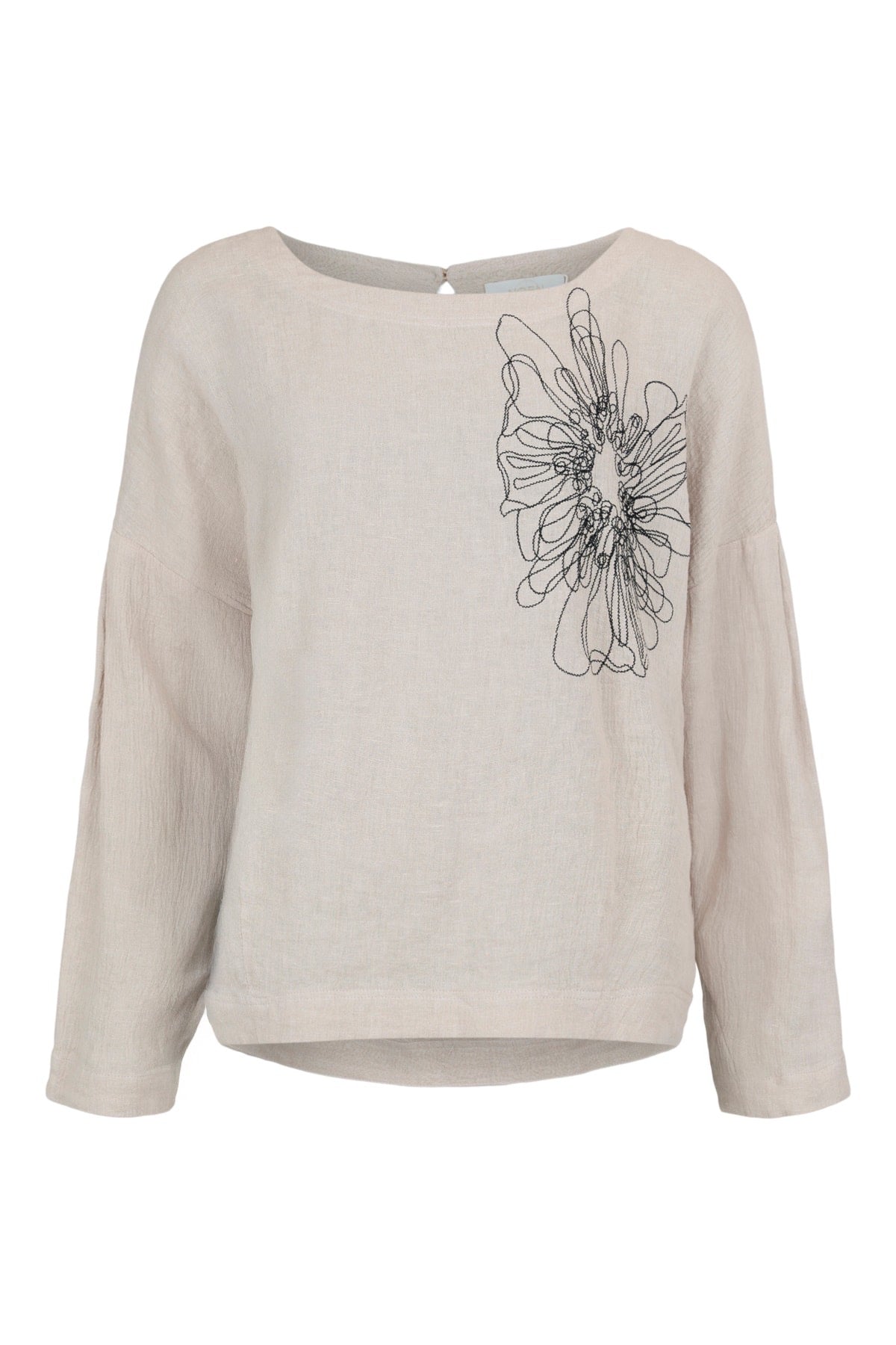 Blouse--Linen, Big Flower--Sand (Noen)