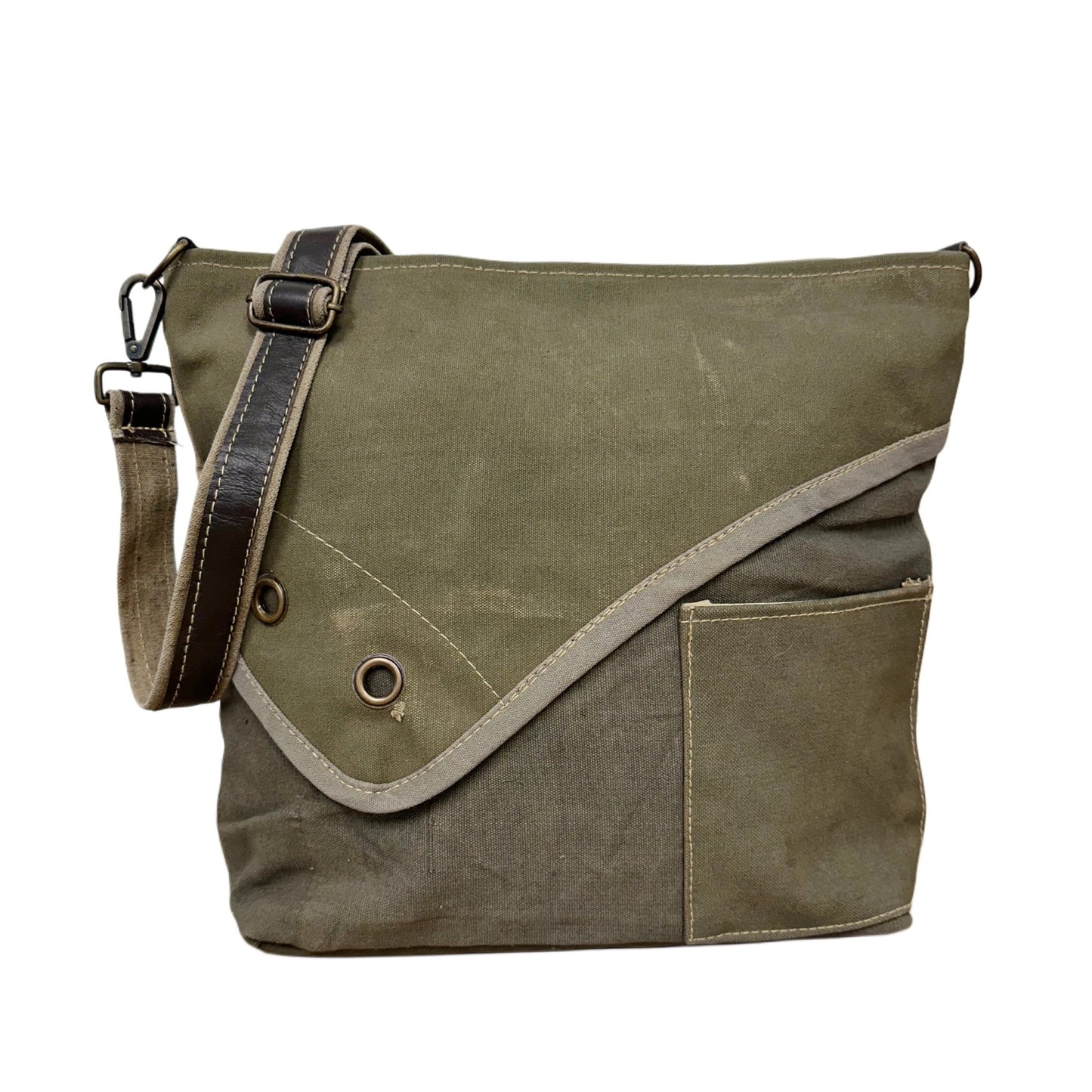 Bag--Crossbody, Recycled Military Tent--MEDIUM (Vintage Addiction)