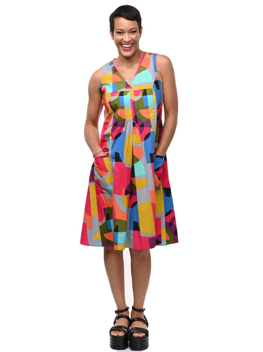 Dress--"Poppie", Sleeveless, Cotton, Kaleidoscope (Tulip)