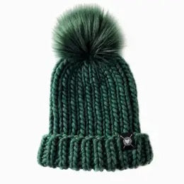 Hat--Folded Brim with Faux-Fur Pom, Many Colors (Nickichicki)