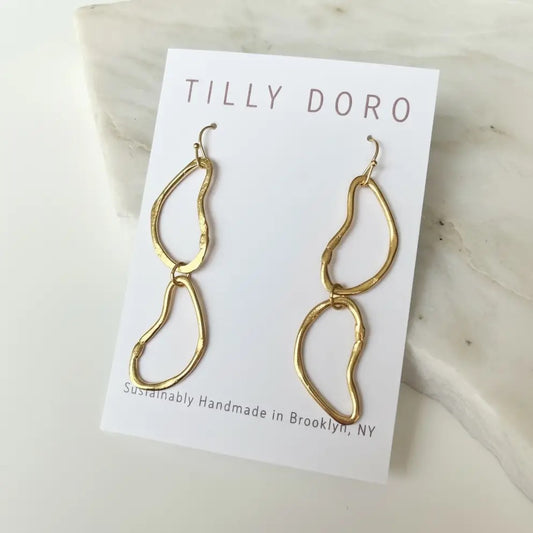 Earrings--"Clouds", Dangle, Gold-Plated (Tilly Doro)