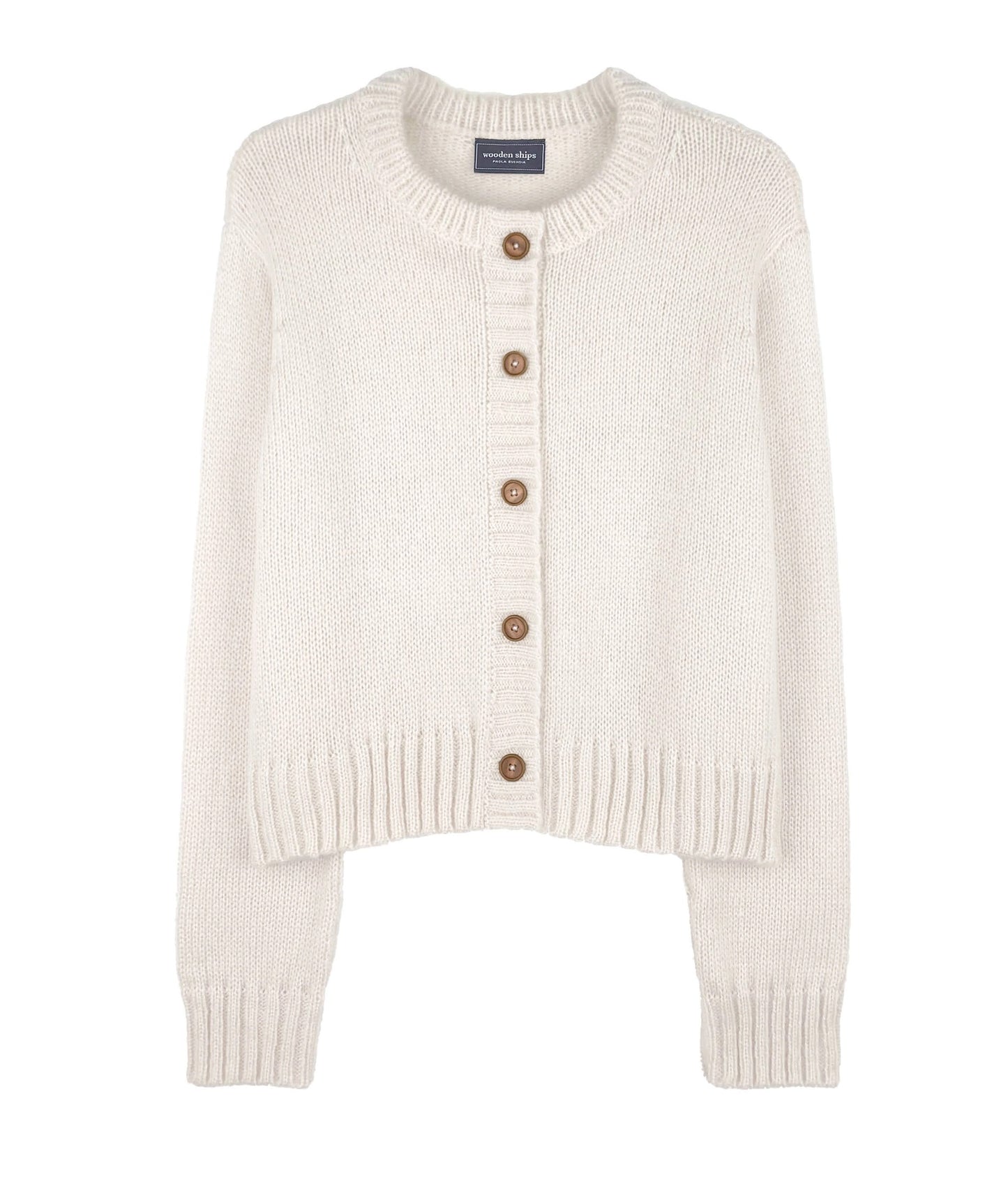 Sweater--Jane", Cardigan, Button, Waxed Loden OR Dark Leather (Wooden Ships)