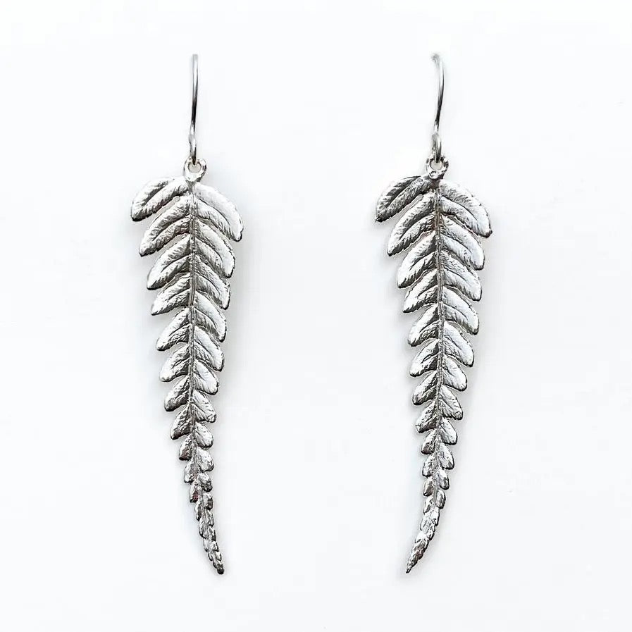 Earrings--Fern, Golden Bronze or Silver (Morning Moon)