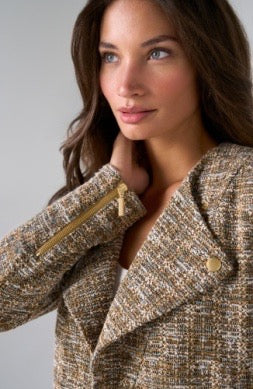 Jacket--Moto, Cross-Zip, Gold-Multi (Liverpool LA)