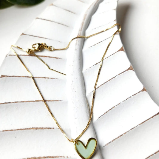 Necklace--Heart, Gold-Plated, 6 Colors (Twig & Rue)
