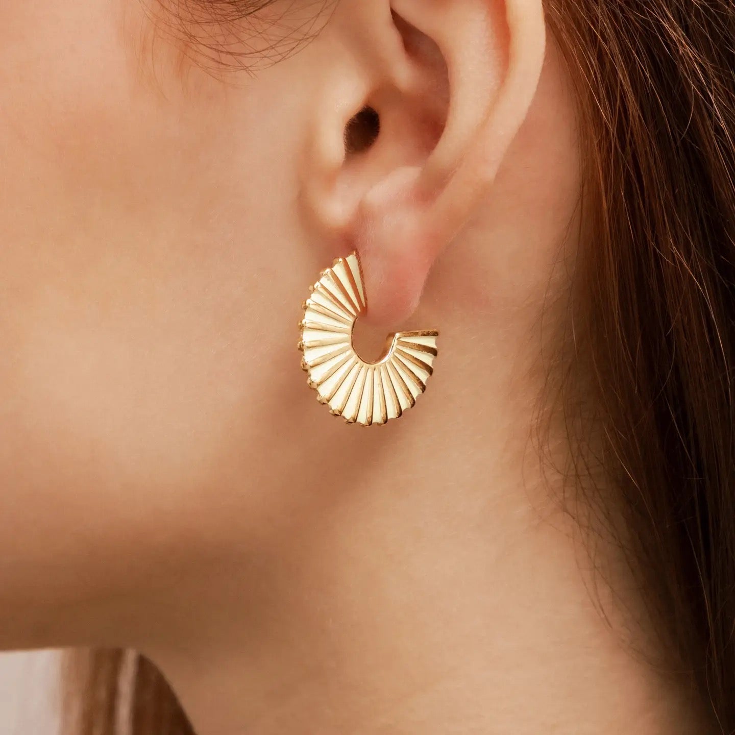 Earrings--Gold and Mint, Hoops, Enamel & Gold-Plate (Mayana)