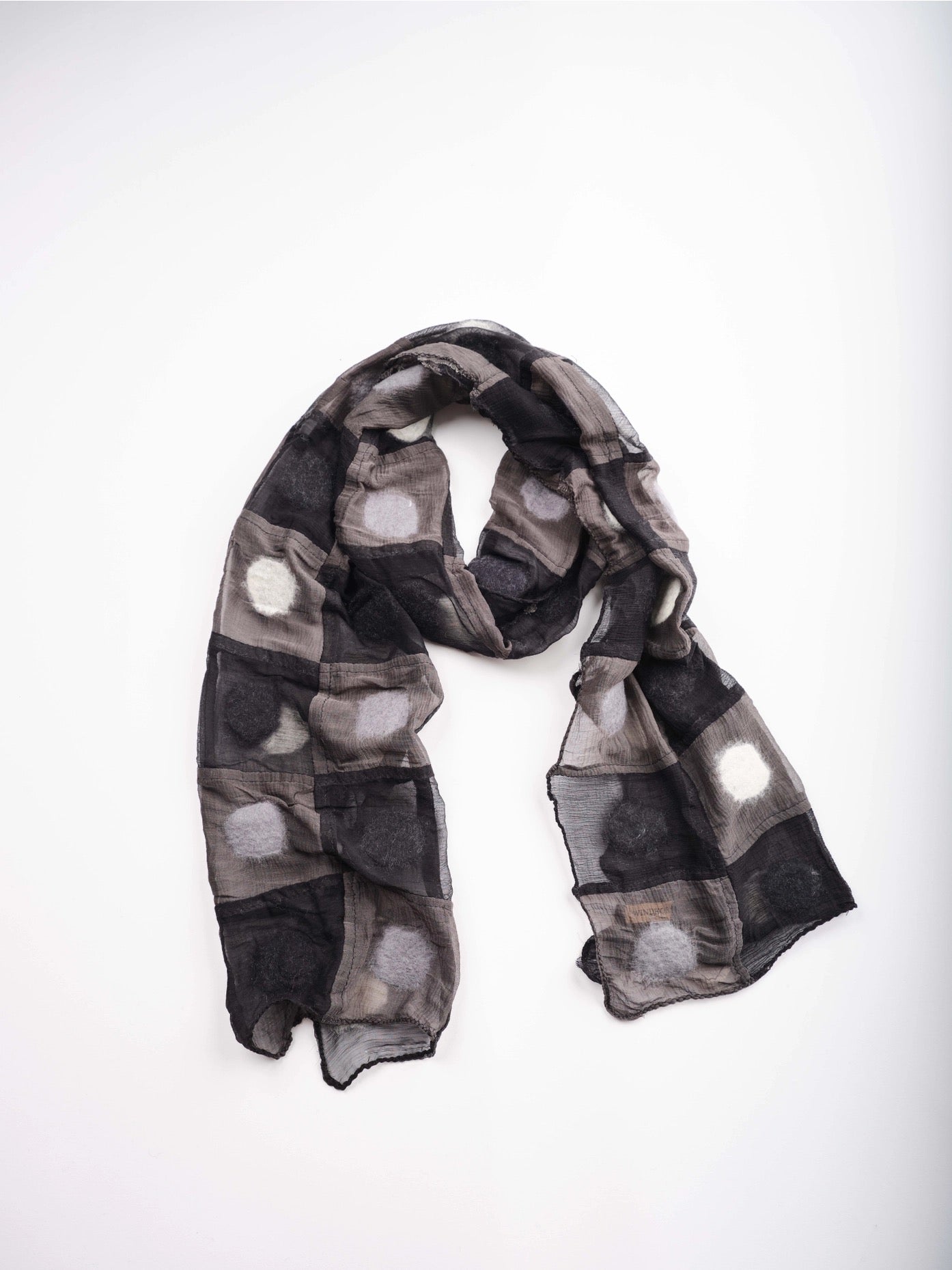 Scarf--"Polka Dots in Squares", Felted Wool & Silk, 3 Versions (Windhorse)
