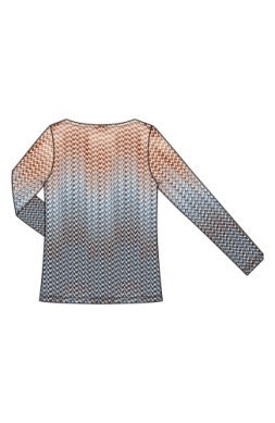 Top--Long Sleeved, Viscose, Gradient Blue to Brown (Liverpool LA)