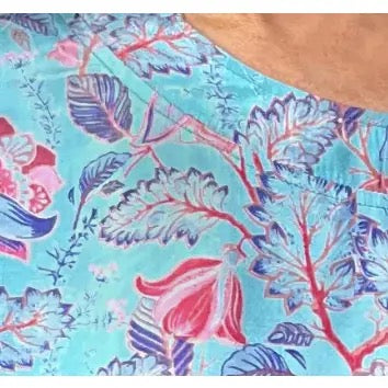 Blouse--"Margie", Short Sleeves, Taj Blue (Little Journeys Chicago)