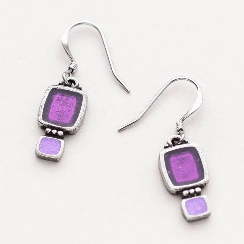 Earrings--"Harmony", Dangle, Pewter & Enamel, 4 Colors (Danforth Pewter)