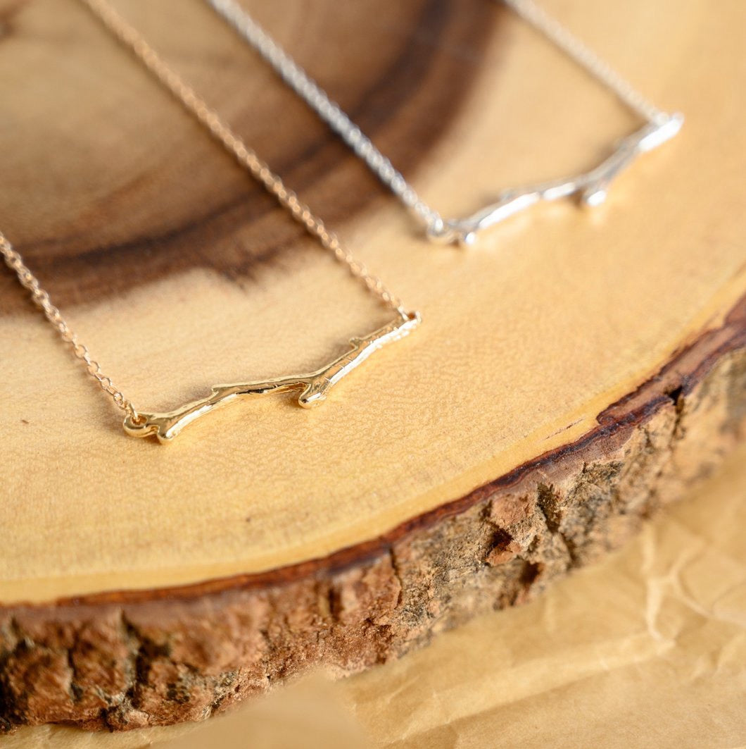 Necklace--"Branch", Gold or Silver-Plated (Birch Jewellery)