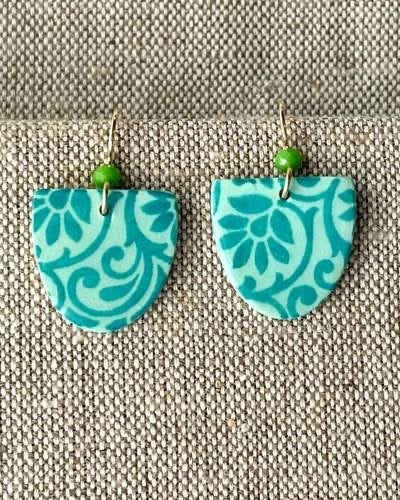 Earrings--Porcelain, Dangle--TALL, 5 Patterns (Red Chair Studio)