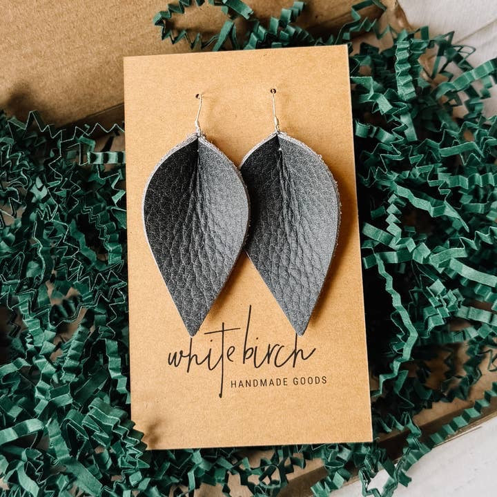 Earrings--Leaf, Leather, Many Colors (Whitebirch Handmade Goods)