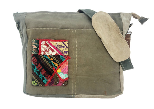 Bag--Crossbody, Recycled Military Tent--LARGE (Vintage Addiction)