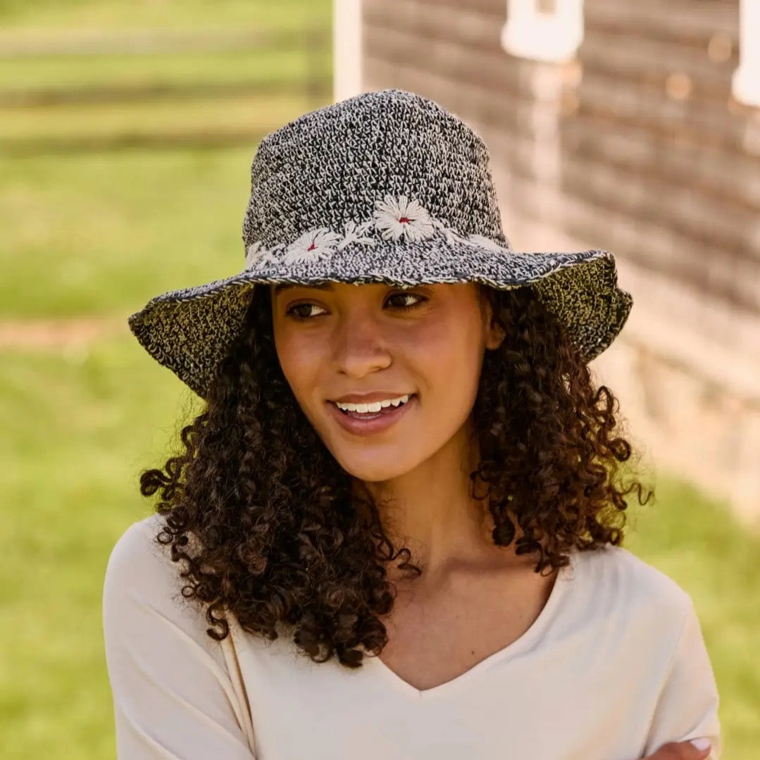 Hat--Fleur", Crocheted-Cotton, 5 Colors (By Many Hands)