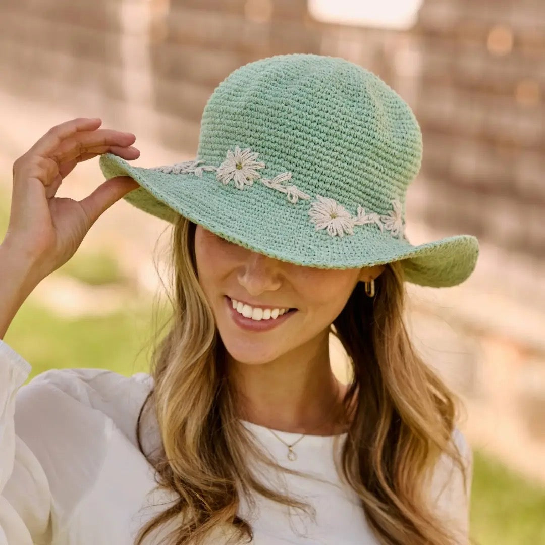 Hat--Fleur", Crocheted-Cotton, 5 Colors (By Many Hands)