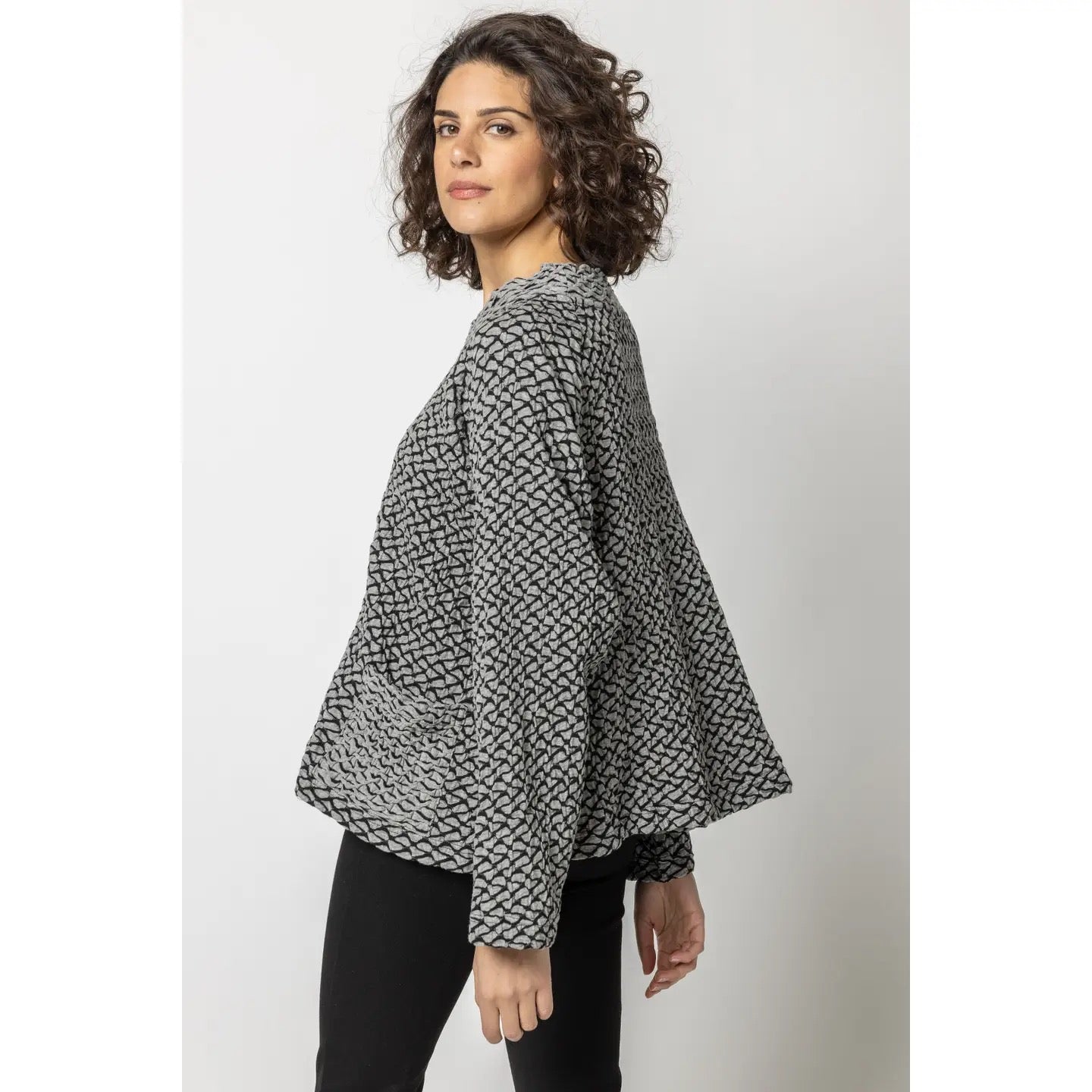 Top--"Weave"--Ashton, Funnel Neck, Long-Sleeve, Checkered (Komil)