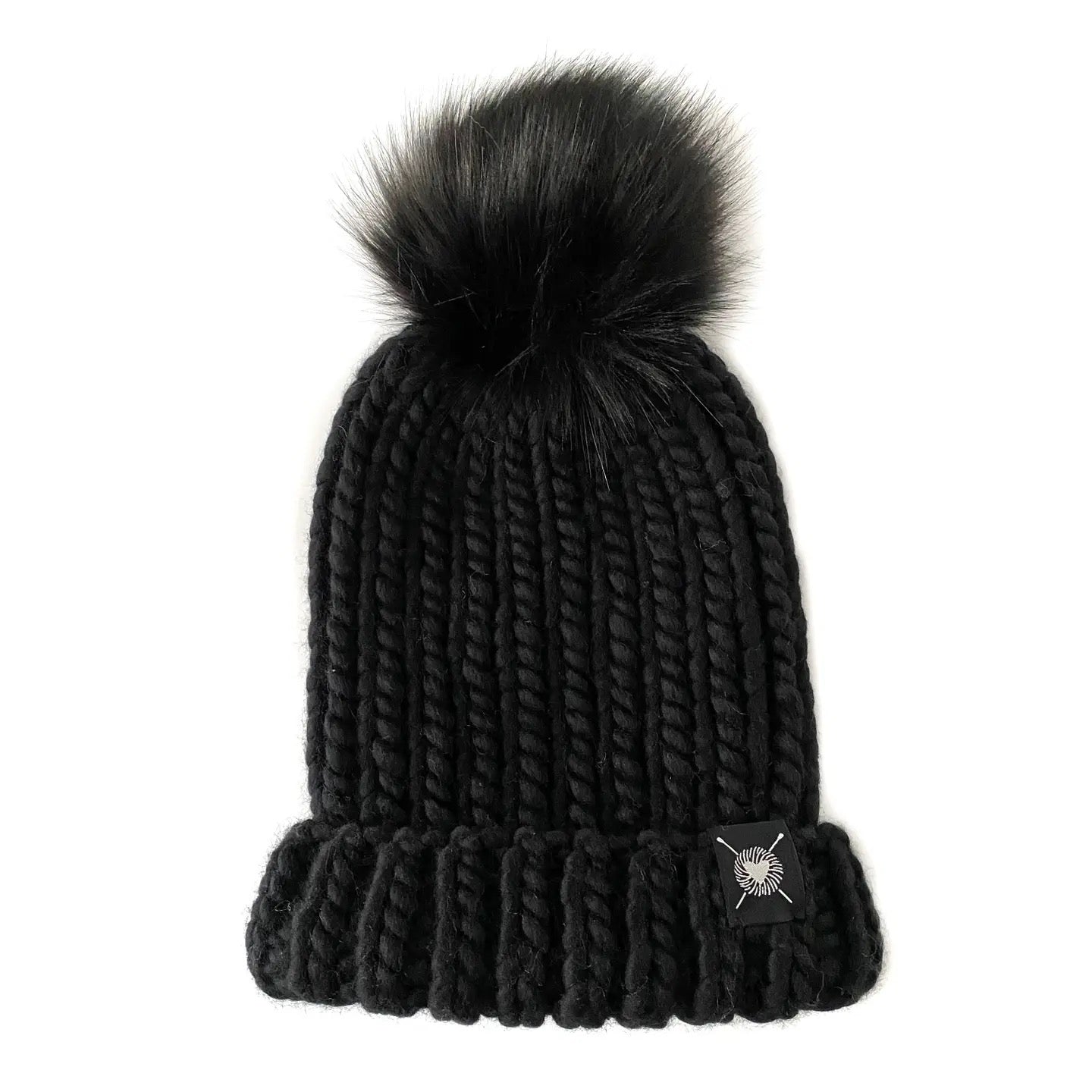 Hat--Folded Brim with Faux-Fur Pom, Many Colors (Nickichicki)