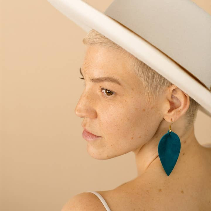 Earrings--Leaf, Leather, Many Colors (Whitebirch Handmade Goods)