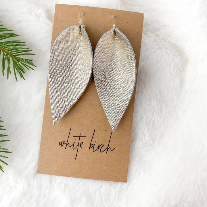 Earrings--Leaf, Leather, Many Colors (Whitebirch Handmade Goods)